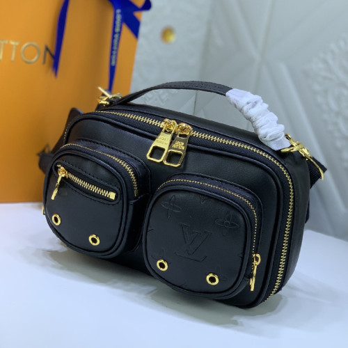 Louis Vuitton Womens Bags Luxury Brand Crossbody Bags UTILITY CROSSBODY M80450 Black Calfskin leather with Original Box