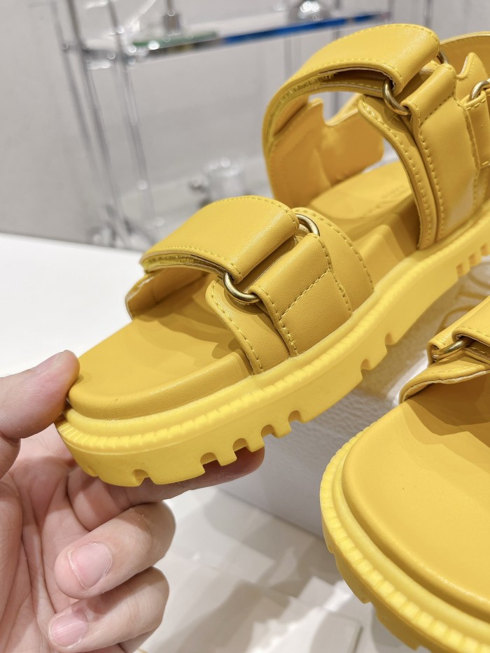 Dior Women Shoes Sandals Luxury Brand DIORACT SANDAL Yellow Lambskin with Original Box