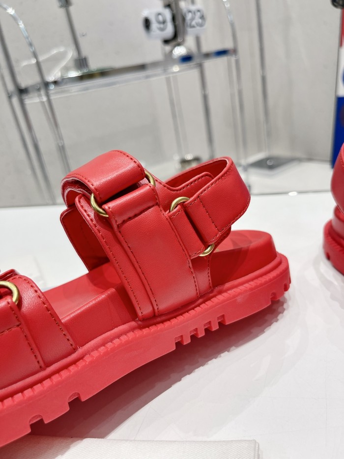 Dior Women Shoes Sandals Luxury Brand DIORACT SANDAL Red Lambskin with Original Box