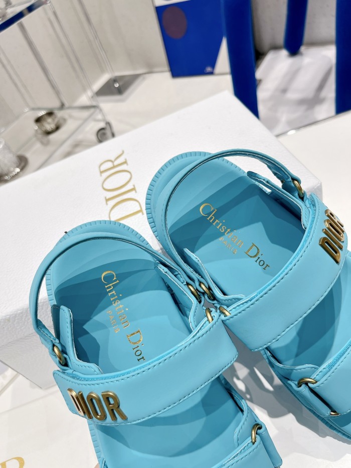 Dior Women Shoes Sandals Luxury Brand DIORACT SANDAL Cornflower Blue Lambskin with Original Box KCQ547LAB_S11N