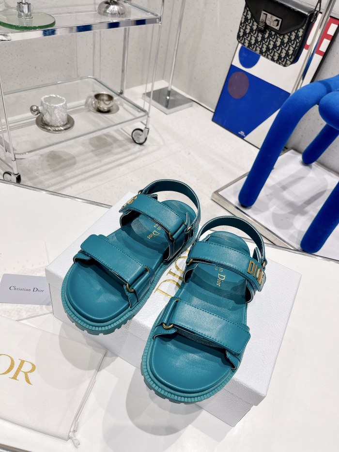 Dior Women Shoes Sandals Luxury Brand DIORACT SANDAL Cornflower Blue Lambskin with Original Box KCQ547LAB_S11N