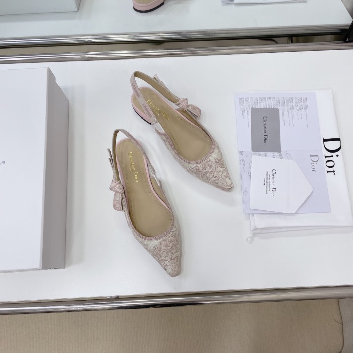 Dior Women Shoes Pumps Luxury Design Fashion Type High Heel Shoes for Wedding Style J'ADIOR SLINGBACK PUMP Cotton Embroidery with Micro Houndstooth Motif with Original Box