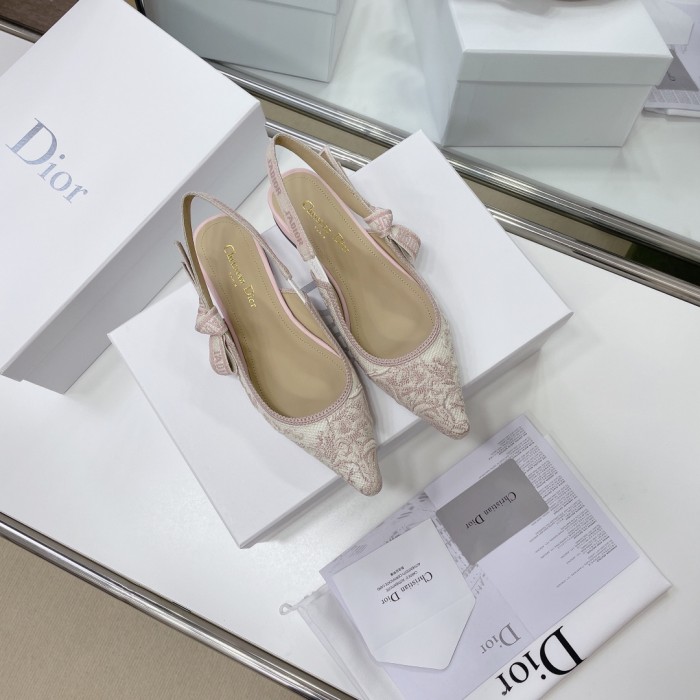 Dior Women Shoes Pumps Luxury Design Fashion Type High Heel Shoes for Wedding Style J'ADIOR SLINGBACK PUMP Cotton Embroidery with Micro Houndstooth Motif with Original Box