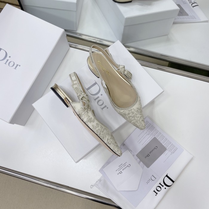 Dior Women Shoes Pumps Luxury Design Fashion Type High Heel Shoes for Wedding Style J'ADIOR SLINGBACK PUMP Cotton Embroidery with Micro Houndstooth Motif with Original Box