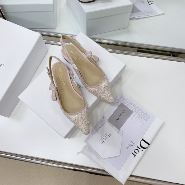 Dior Women Shoes Pumps Luxury Design Fashion Type High Heel Shoes for Wedding Style J'ADIOR SLINGBACK PUMP Cotton Embroidery with Micro Houndstooth Motif with Original Box