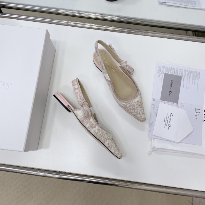 Dior Women Shoes Pumps Luxury Design Fashion Type High Heel Shoes for Wedding Style J'ADIOR SLINGBACK PUMP Cotton Embroidery with Micro Houndstooth Motif with Original Box