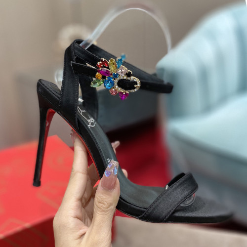 Christian Louboutin Womens Shoes  Sandals Follies Strass High Heels Shoes Pumps 10cm Heel with Original Box