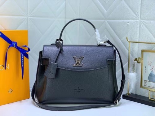 Louis Vuitton Womens Bag LOCKME EVER Black Leather Luxury Brand Shoulder Bags for Women with Original Box