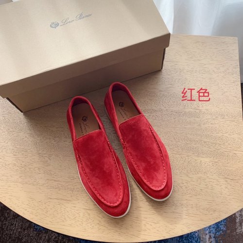 Loro Piana Womens Shoes Loafers Casual Design Luxury Brand Fashion Shoes for Women with Original Box Red