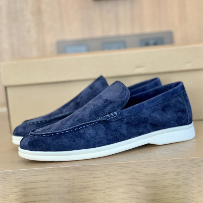 Loro Piana Womens Shoes Loafers Casual Design Luxury Brand Fashion Shoes for Women with Original Box Dark Blue