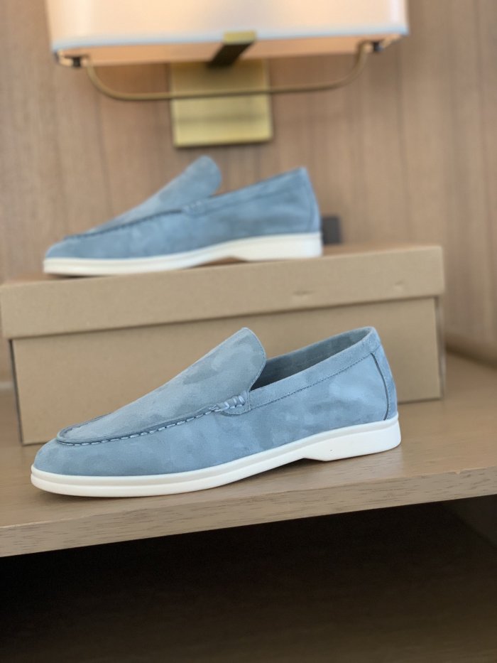 Loro Piana Womens Shoes Loafers Casual Design Luxury Brand Fashion Shoes for Women with Original Box Light Blue