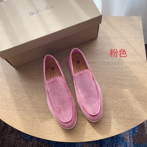 Loro Piana Womens Shoes Loafers Casual Design Luxury Brand Fashion Shoes for Women with Original Box Pink