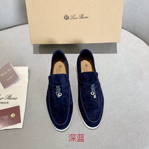 Loro Piana Mens Shoes Loafers Casual Design Luxury Brand Fashion Shoes for Men with Original Box Dark Blue