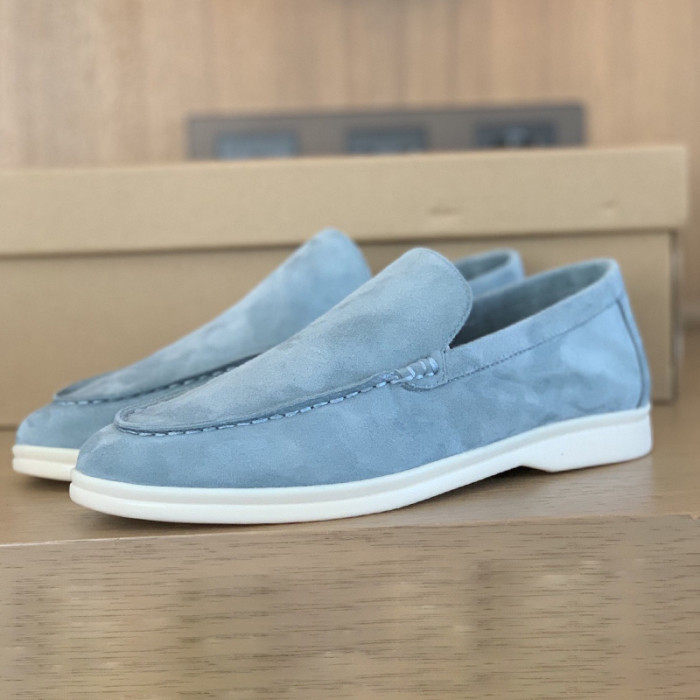 Loro Piana Womens Shoes Loafers Casual Design Luxury Brand Fashion Shoes for Women with Original Box Light Blue
