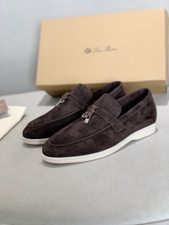Loro Piana Mens Shoes Loafers Casual Design Luxury Brand Fashion Shoes for Men with Original Box Coffee