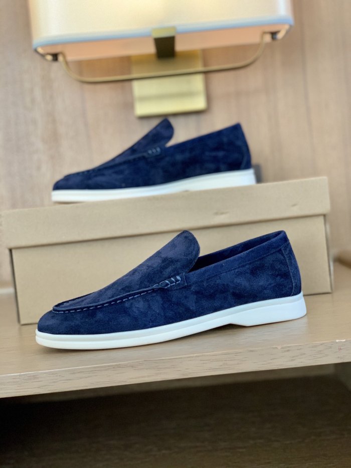 Loro Piana Womens Shoes Loafers Casual Design Luxury Brand Fashion Shoes for Women with Original Box Dark Blue