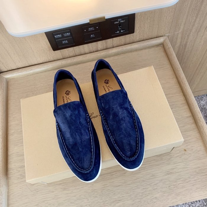 Loro Piana Womens Shoes Loafers Casual Design Luxury Brand Fashion Shoes for Women with Original Box Dark Blue