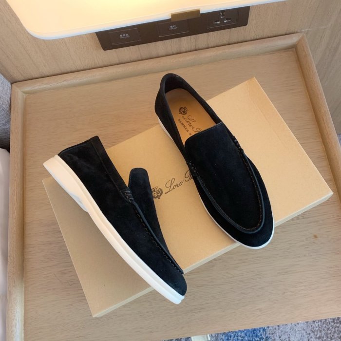 Loro Piana Womens Shoes Loafers Casual Design Luxury Brand Fashion Shoes for Women with Original Box Black