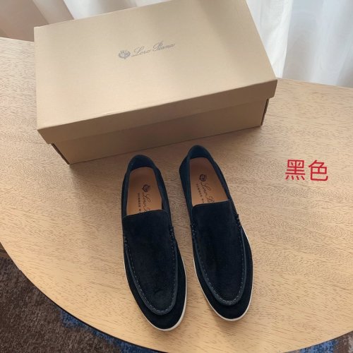 Loro Piana Womens Shoes Loafers Casual Design Luxury Brand Fashion Shoes for Women with Original Box Black
