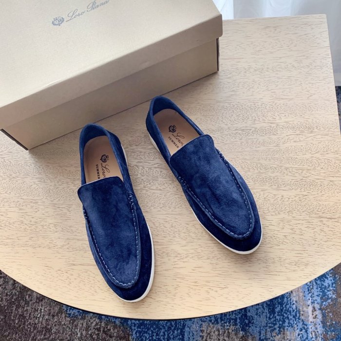 Loro Piana Womens Shoes Loafers Casual Design Luxury Brand Fashion Shoes for Women with Original Box Dark Blue
