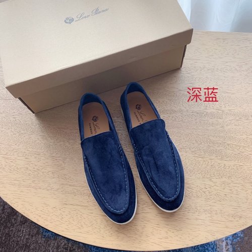 Loro Piana Womens Shoes Loafers Casual Design Luxury Brand Fashion Shoes for Women with Original Box Dark Blue