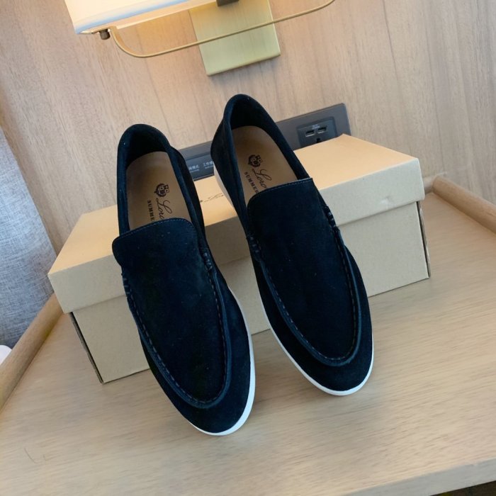 Loro Piana Womens Shoes Loafers Casual Design Luxury Brand Fashion Shoes for Women with Original Box Black