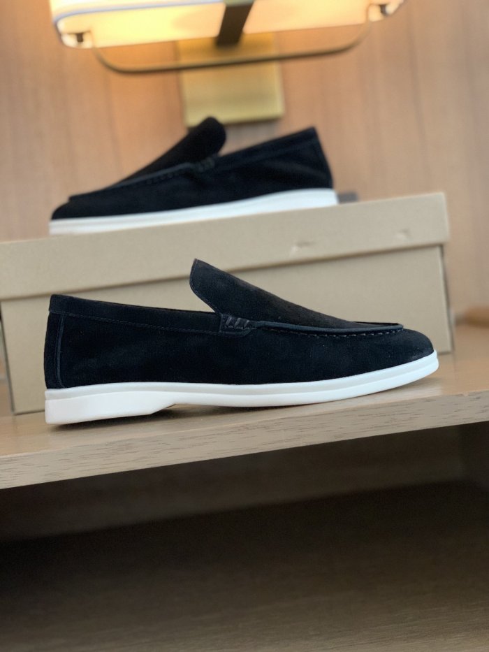 Loro Piana Womens Shoes Loafers Casual Design Luxury Brand Fashion Shoes for Women with Original Box Black