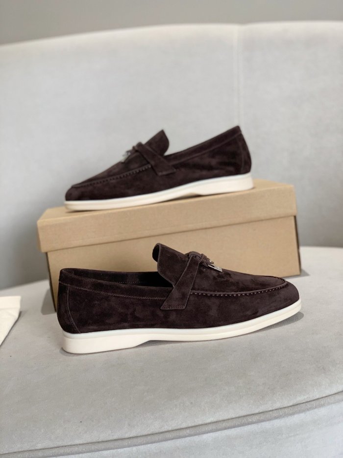 Loro Piana Mens Shoes Loafers Casual Design Luxury Brand Fashion Shoes for Men with Original Box Coffee