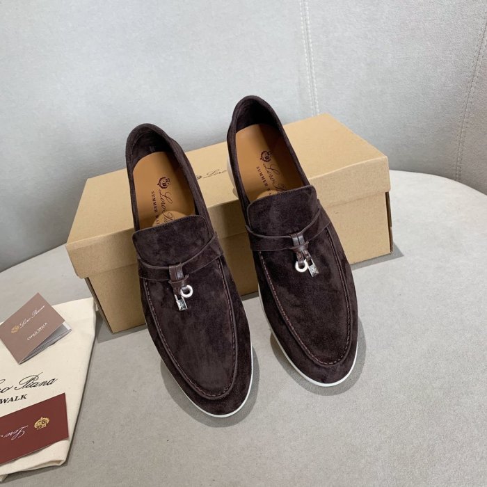 Loro Piana Mens Shoes Loafers Casual Design Luxury Brand Fashion Shoes for Men with Original Box Coffee