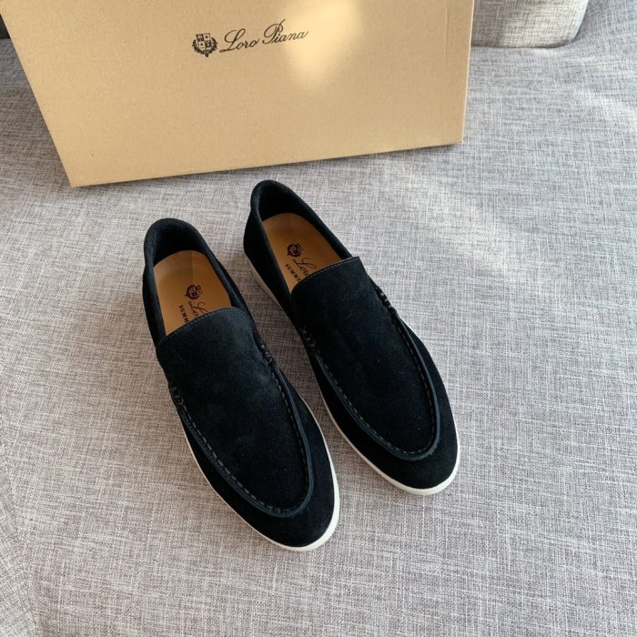 Loro Piana Womens Shoes Loafers Casual Design Luxury Brand Fashion Shoes for Women with Original Box Black