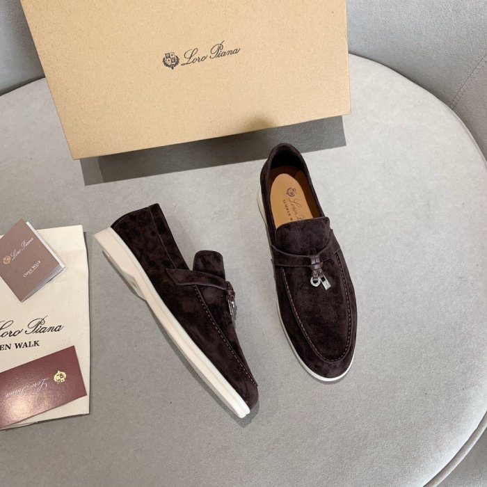 Loro Piana Mens Shoes Loafers Casual Design Luxury Brand Fashion Shoes for Men with Original Box Coffee