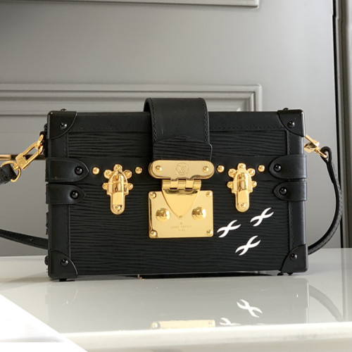 Louis Vuitton Womens Bag Shoulder Messenger Bags Luxury Brand Fashion PETITE MALLE M59179 Black Epi grained cowhide leather