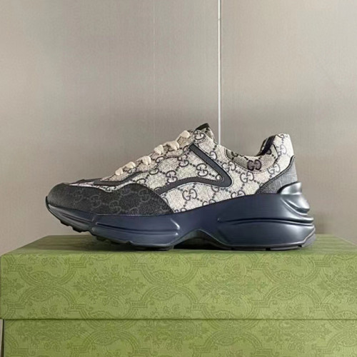 Gucci Womens Shoes Sneakers Luxury Brand Women's GG Rhyton sneaker Beige and blue GG Supreme canvas with Original Box ‎692909 UIQ20 1060