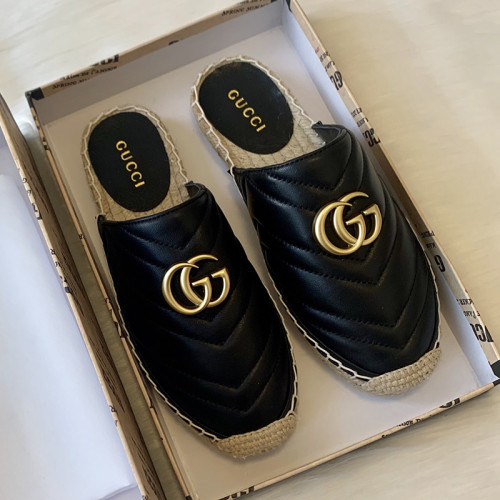 Gucci Womens Shoes Double G Espadrilles 551890 BKO00 1000 Luxury Brand Black Leather Platform Espadrille With Double G with Original Box