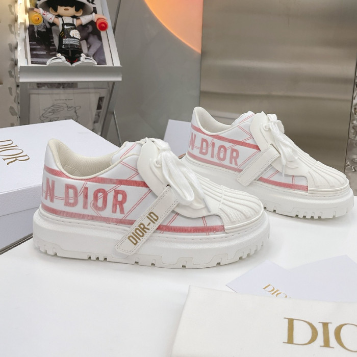 Dior Womens Shoes Sneakers Luxury Brand DIOR-ID SNEAKER Raspberry Gradient and Reflective Technical Fabric with Original Box KCK345RSF_S22V
