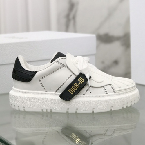 Dior Womens Shoes Sneakers Luxury Brand DIOR-ID SNEAKER White and Black Calfskin and Rubber with Original Box KCK278BCR_S29W
