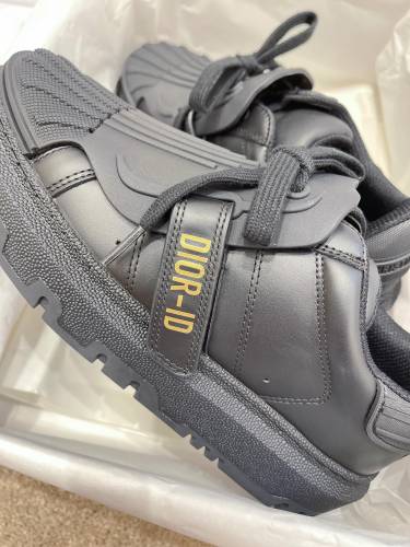 Dior Womens Shoes Sneakers Luxury Brand DIOR-ID SNEAKER Black Calfskin Rubber with Original Box KCK334CLB_S24W