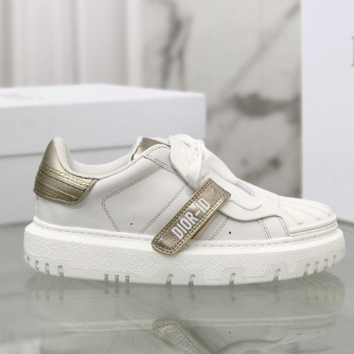 Dior Womens Shoes Sneakers Luxury Brand DIOR-ID SNEAKER White Calfskin and Gold-Tone Laminate with Original Box KCK278LCR_S09W