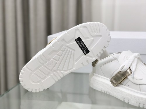 Dior Womens Shoes Sneakers Luxury Brand DIOR-ID SNEAKER White Calfskin and Gold-Tone Laminate with Original Box KCK278LCR_S09W