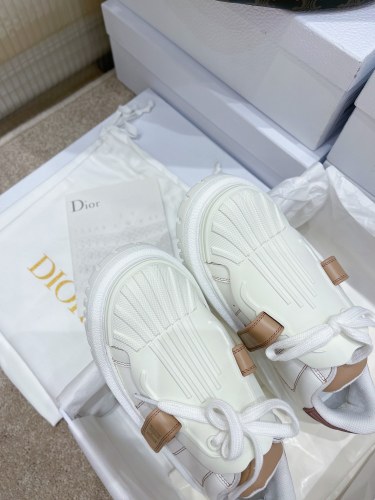 Dior Womens Shoes Sneakers Luxury Brand DIOR-ID SNEAKER White and Nude Calfskin and Rubber with Original Box KCK278BCR_S28W