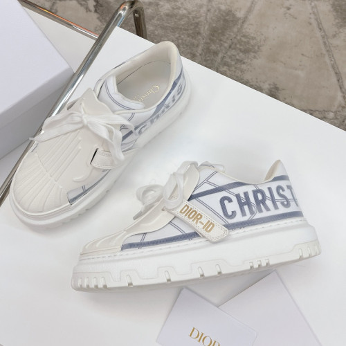Dior Womens Shoes Sneakers Luxury Brand DIOR-ID SNEAKER White and French Blue Technical Fabric with Original Box KCK309TNT_S93B