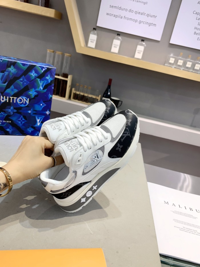 Louis Vuitton Men Shoes Sports RUN AWAY SNEAKER Running Design Luxury Brand with Original Box Mesh and suede calf leather 1A9J0M