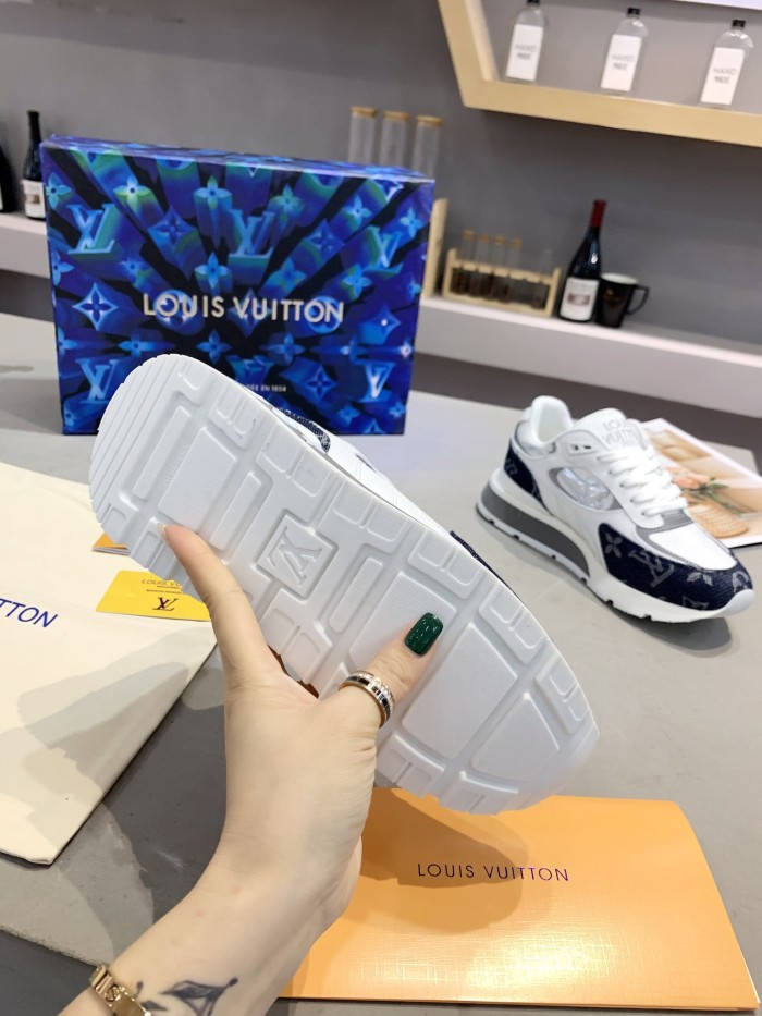Louis Vuitton Men Shoes Sports RUN AWAY SNEAKER Running Design Luxury Brand with Original Box Mesh and suede calf leather 1A9J0M