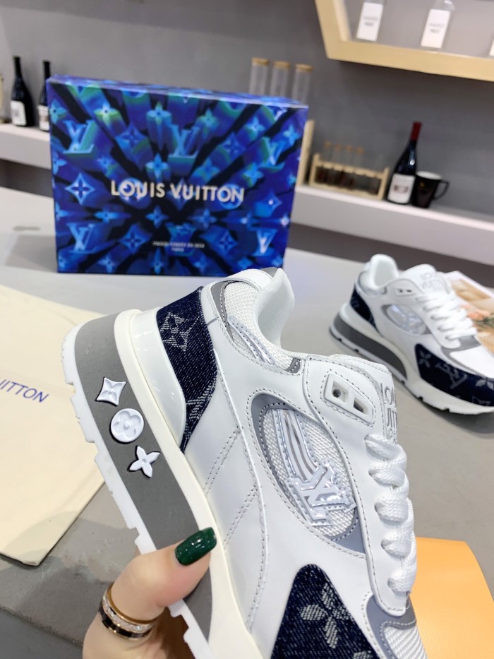 Louis Vuitton Men Shoes Sports RUN AWAY SNEAKER Running Design Luxury Brand with Original Box Mesh and suede calf leather 1A9J0M