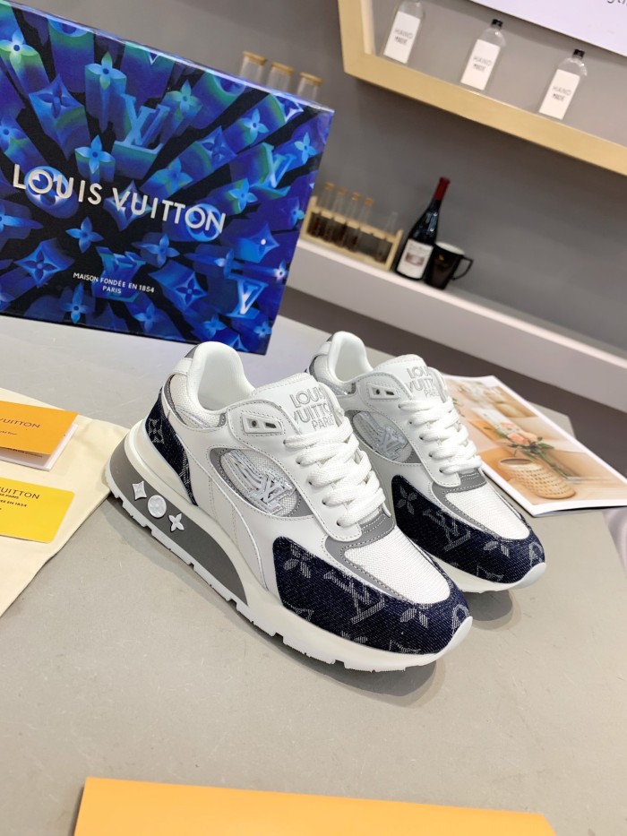 Louis Vuitton Men Shoes Sports RUN AWAY SNEAKER Running Design Luxury Brand with Original Box Mesh and suede calf leather 1A9J0M