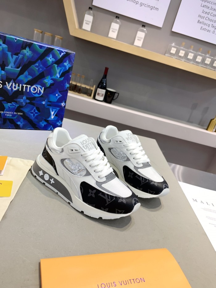 Louis Vuitton Men Shoes Sports RUN AWAY SNEAKER Running Design Luxury Brand with Original Box Mesh and suede calf leather 1A9J0M