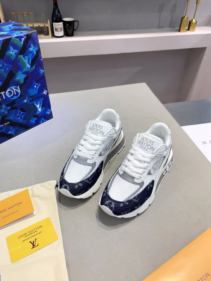 Louis Vuitton Men Shoes Sports RUN AWAY SNEAKER Running Design Luxury Brand with Original Box Mesh and suede calf leather 1A9J0M
