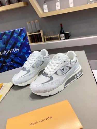 Louis Vuitton Men Shoes Sports RUN AWAY SNEAKER Running Design Luxury Brand with Original Box Mesh and suede calf leather 1A9J0M