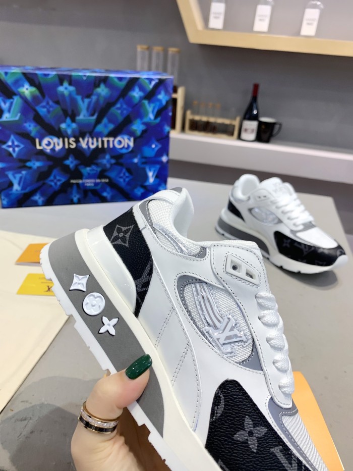 Louis Vuitton Men Shoes Sports RUN AWAY SNEAKER Running Design Luxury Brand with Original Box Mesh and suede calf leather 1A9J0M