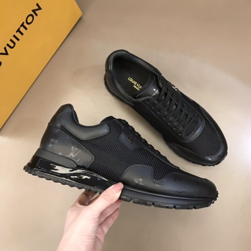Louis Vuitton Men Shoes Sports RUN AWAY SNEAKER Running Design Luxury Brand with Original Box Black Mesh and Monogram metallic canvas 1A9FFQ